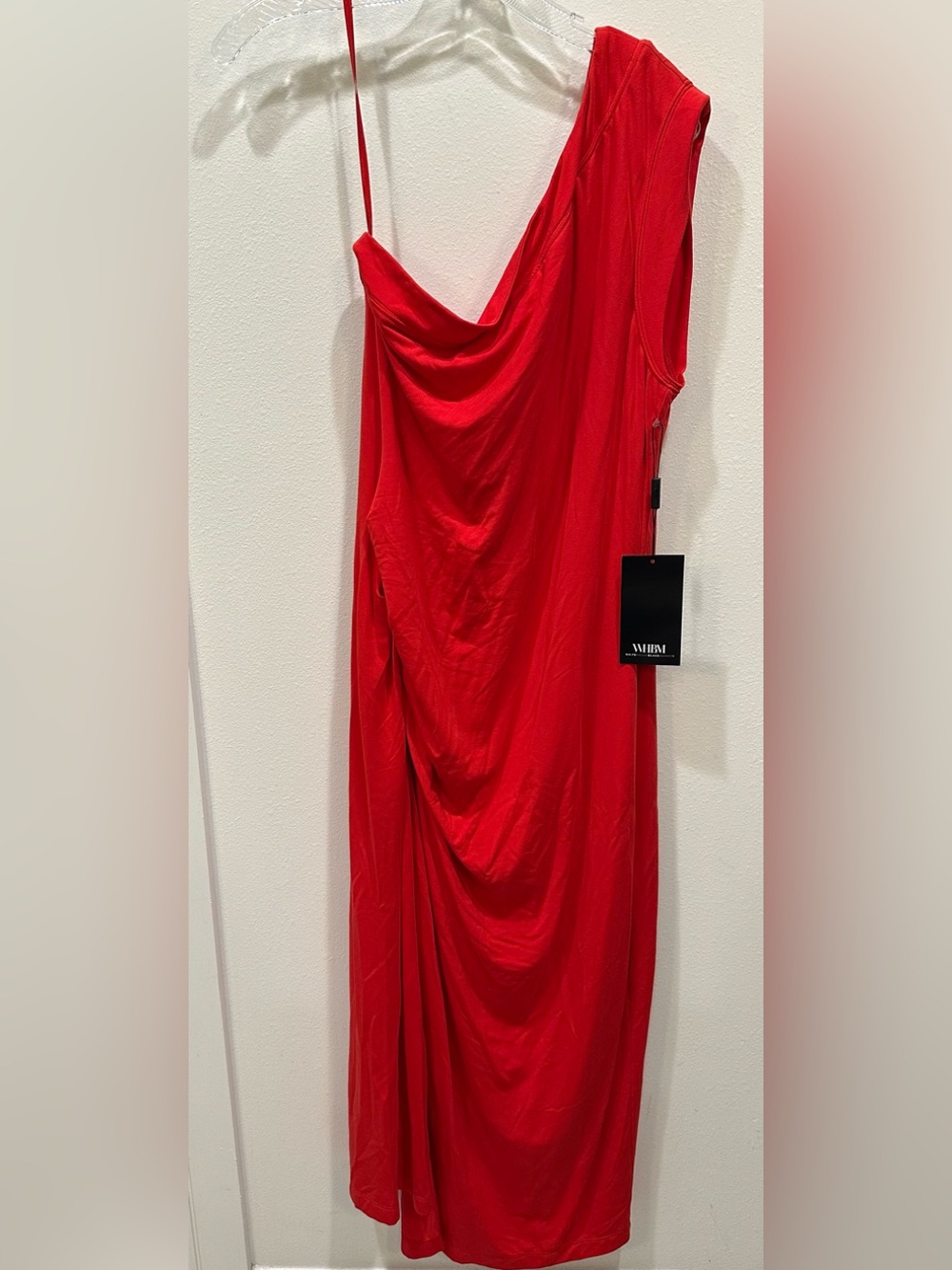 White House Black Market Red One-Shoulder Draped Dress